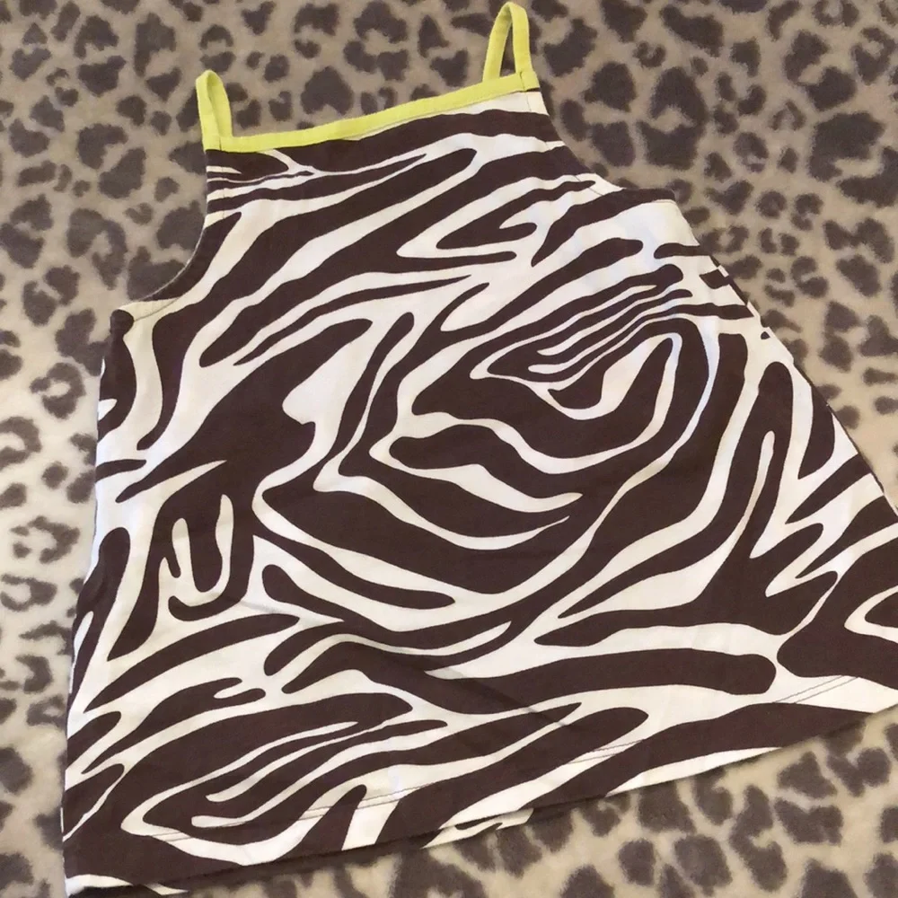 Carter’s Brown White Zebra Animal Print Pleated Swing Tank Top Size 4T
